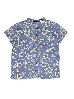 VINTAGE Patagonia Pataloha short sleeve top in Cornflower Blue with hibiscus